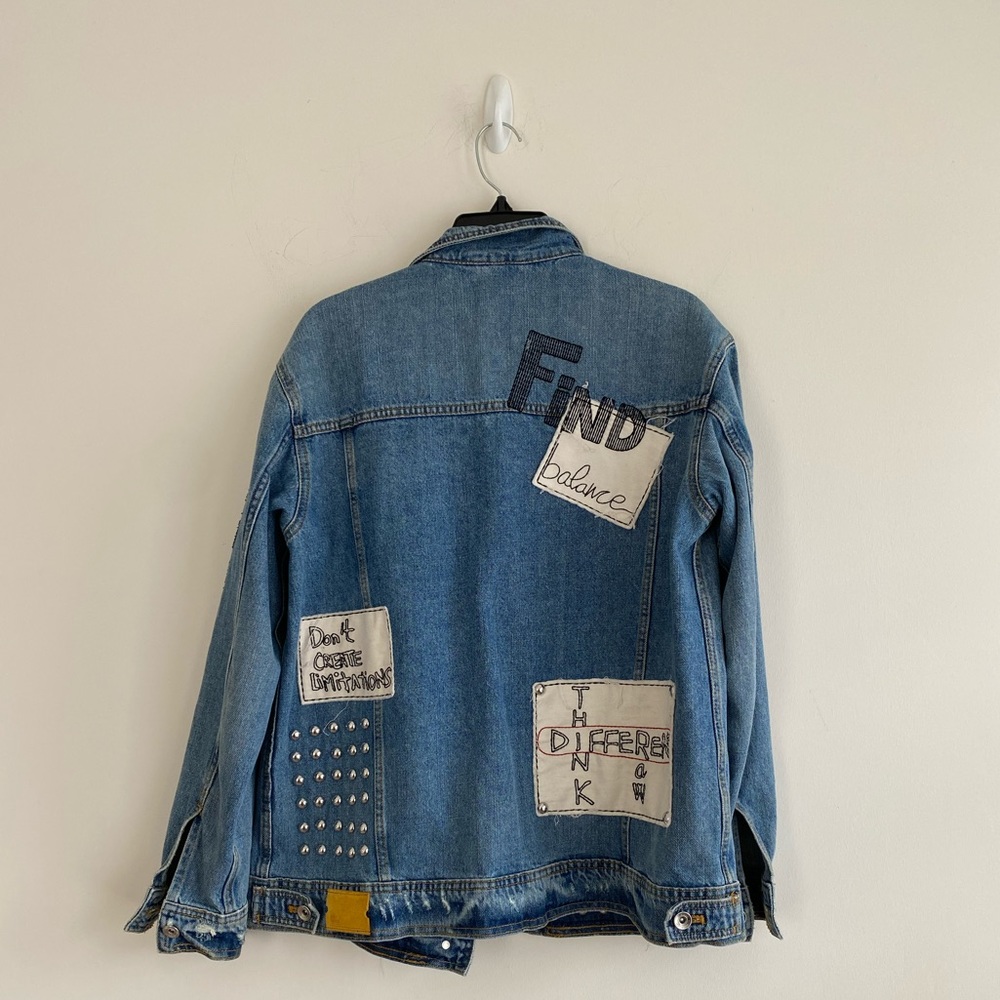Zara Oversized Studded Denim Jacket